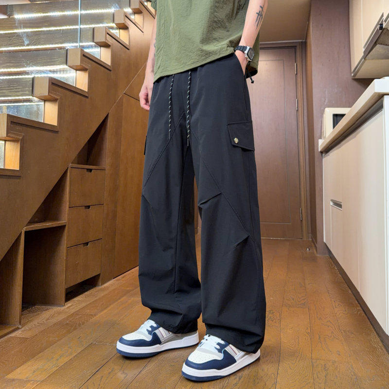 冰丝裤子男款2026新款冲锋裤宽松直筒休闲裤美式长裤阔腿伞兵裤女
