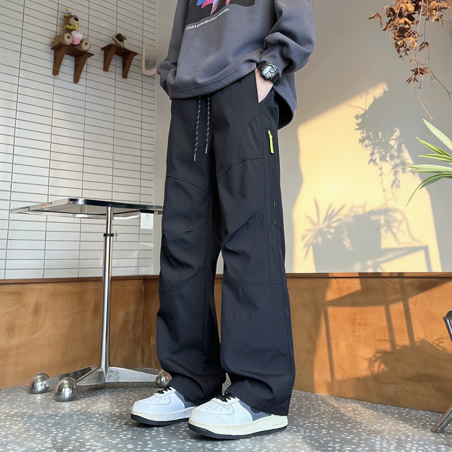 2026新款春秋直筒裤子男孩初中学生休闲长裤青少年大童户外冲锋裤