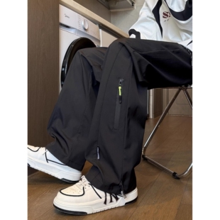 春秋季工装裤子男孩高中初中学生青少年大童阔腿直筒休闲运动长裤