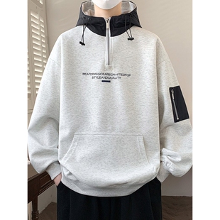2026新款连帽套头卫衣男春秋季宽松潮牌上衣服青少年男装带帽外套
