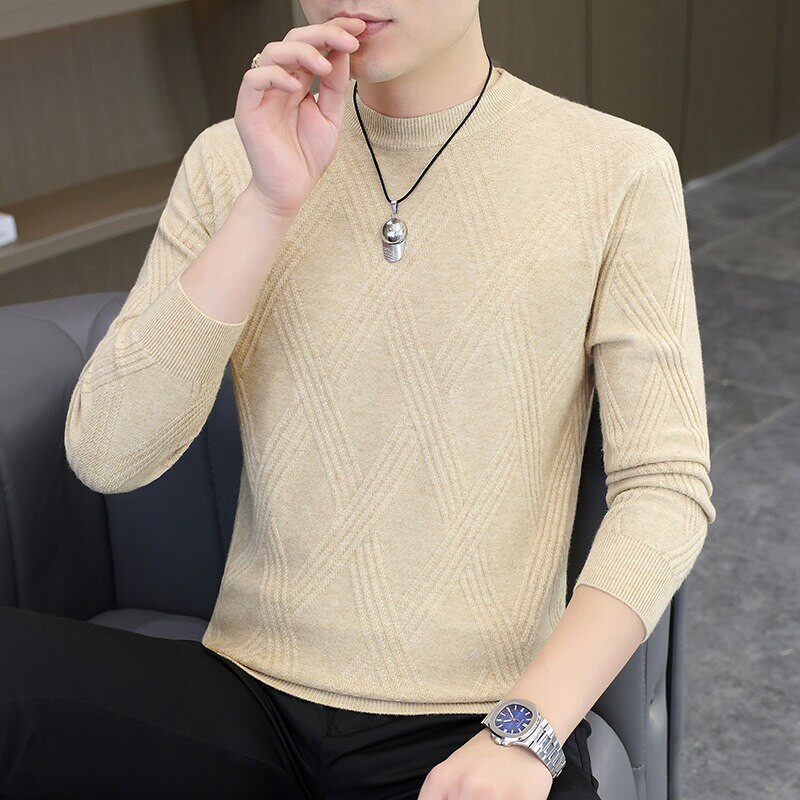 针织衫男秋冬季薄款潮流打底衫秋衣纯色线衣圆领春装长袖t恤毛衣