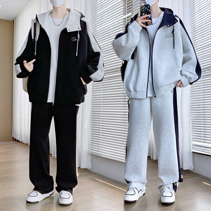 春秋季休闲运动套装男2026新款青少年初高中学生大童潮牌帅气一套