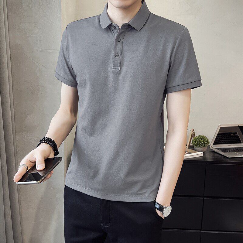 速干冰丝棉polo衫短袖t恤男士2026夏季新款翻领半袖珠地棉体恤衫