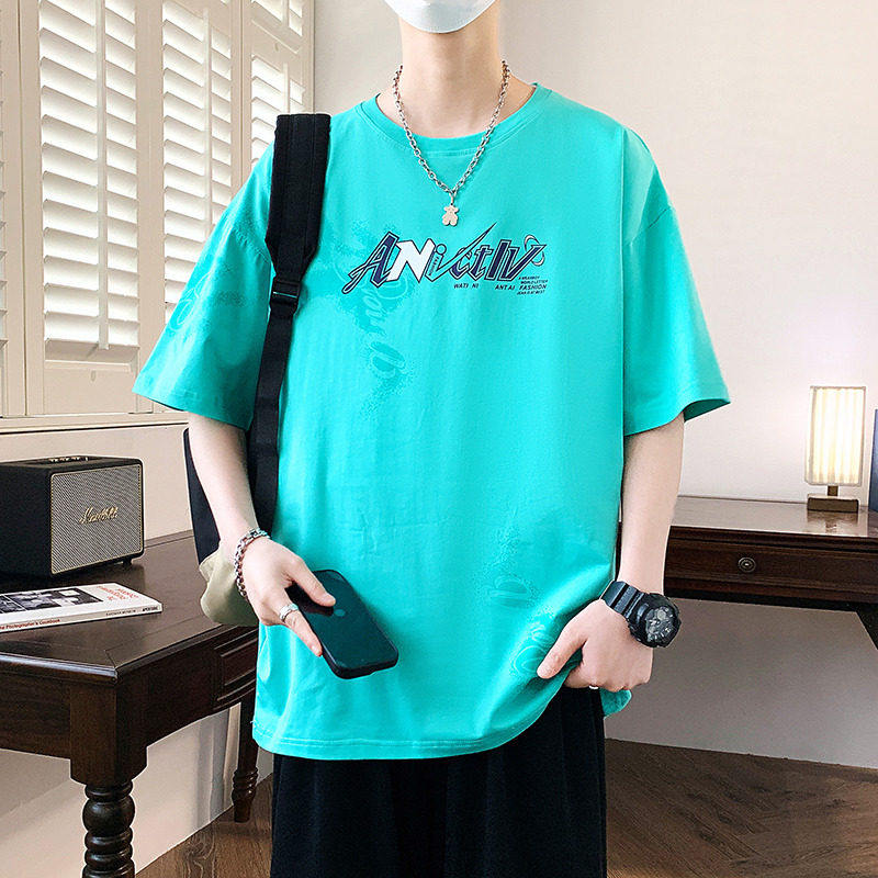 青少年初中学生短袖t恤男孩夏季高中纯棉半袖大童夏装冰丝上衣服