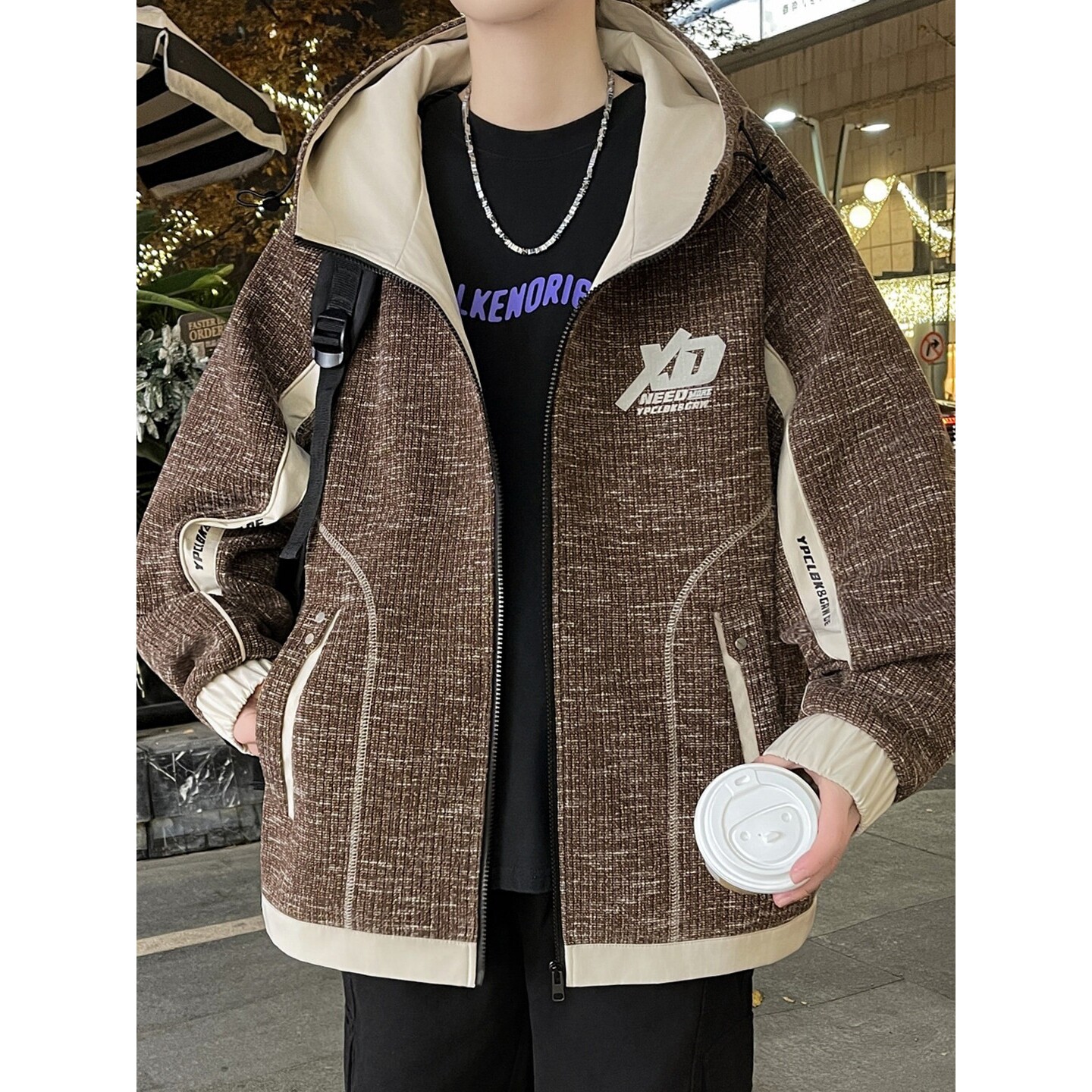 连帽工装夹克男士今年爆款潮牌春秋季青少年上衣服早春装男款外套