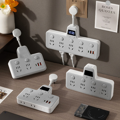 公正午纯铜插座带时钟USB夜灯