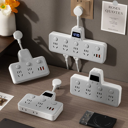 公正午纯铜插座带时钟USB夜灯