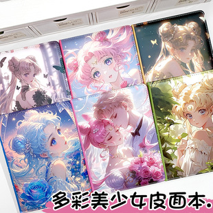 新款多彩美少女A5彩页笔记本高颜值动漫日记本美少女战士手账本子