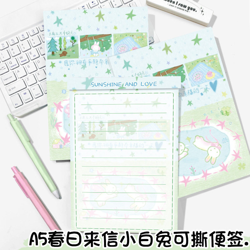 春日游玩米菲兔A5彩页便签本可爱卡通计划本可撕摘抄本记事本加厚