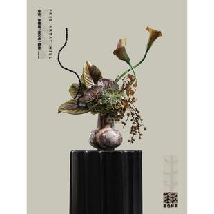 墨色林莽 样板间样品屋展示中心 中古艺术彷真花艺大理石纹理花艺