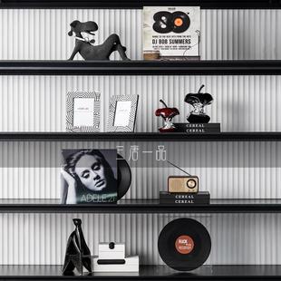 高级感客厅电视柜壁龛摆件轻奢样板间黑胶片室内软装设计师装饰品