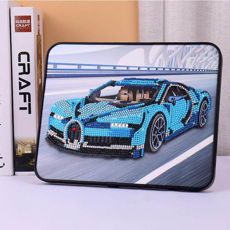 儿童新款男生手工钻石画赛车汽车水晶贴画小学生男孩粘贴跑车玩具