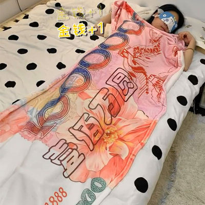 一百万元美金毛毯美元钞票人民币毯子搞怪创意办公室午睡空调盖毯