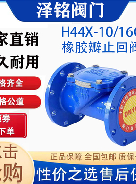 橡胶瓣止回阀H44X-16Q球磨铸铁法兰单向阀立式止逆阀水管道阀门