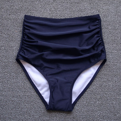 黑色高腰泳裤女三角防走光泳衣裤遮肚显瘦有大码单件泡温泉游泳裤