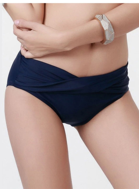 单独泳裤女士2026深蓝色新款性感比基尼女泡温泉游泳裤三角防走光