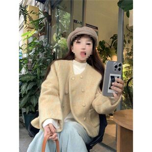 小香风毛呢外套女秋冬2025新款气质高级感短款夹棉加厚小个子上衣