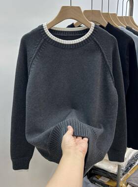 粗线反骨 100%纯棉毛衣女装春秋冬季厚款上衣宽松单穿全棉针织衫