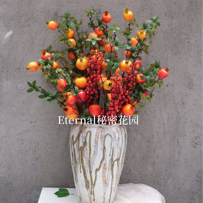 抱抱新款上市黄金家居装饰摄影桶仿真石榴果元宵柿子花材果浆果,鲜花速递/花卉仿真/绿植园艺,仿真花,淘宝优惠券,粉丝福利购,淘宝优惠卷