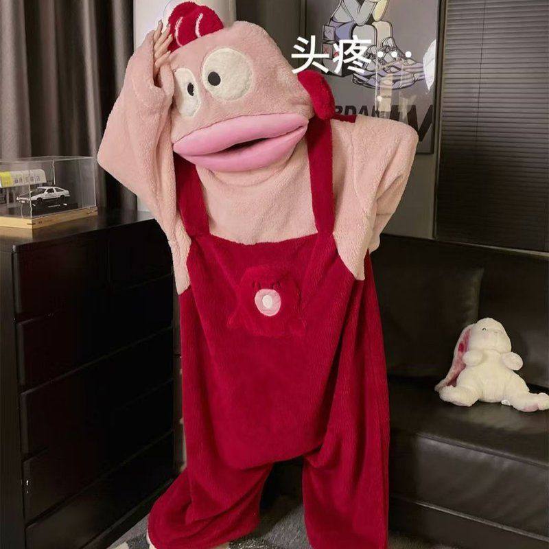 汉顿卡通长袍睡袍加厚珊瑚丑鱼搞怪绒女保暖鱼嘴连体睡衣睡衣冬季,女士内衣/男士内衣/家居服,睡袍/浴袍,淘宝优惠券,粉丝福利购,淘宝优惠卷