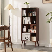 书架纯实木书柜家用落地书房客厅置物柜整装橡胶木靠墙储物收纳柜