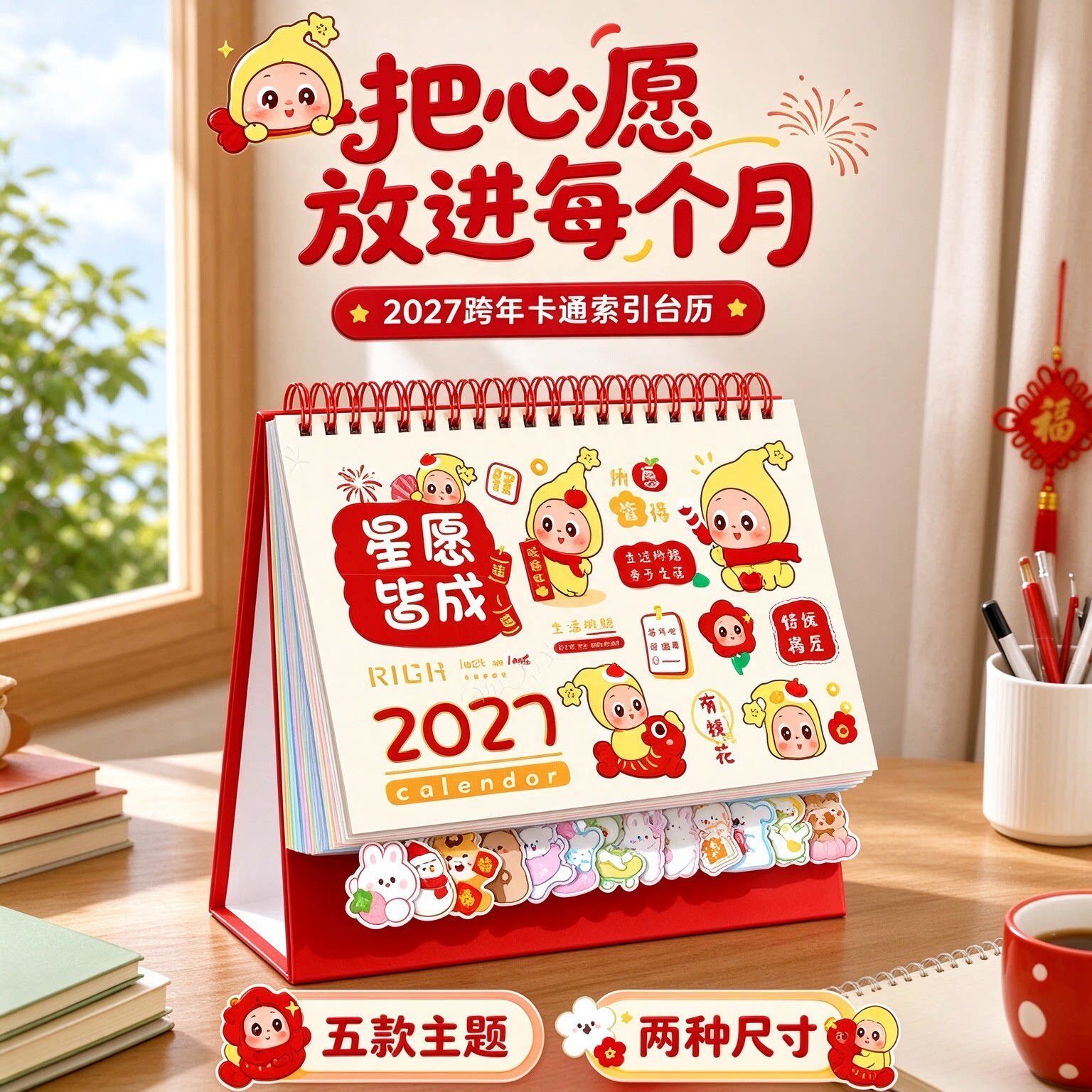 2027新款可爱卡通桌面台历