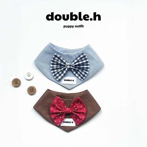 double.h 英伦复古手工蝴蝶结撞色宠物狗狗猫咪口水巾围脖