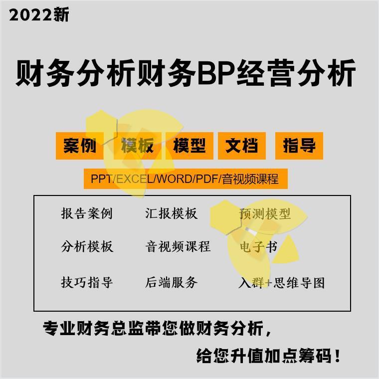 财务会计分析模板案例excel表格汇报PPT报告图表BP模型预测教程