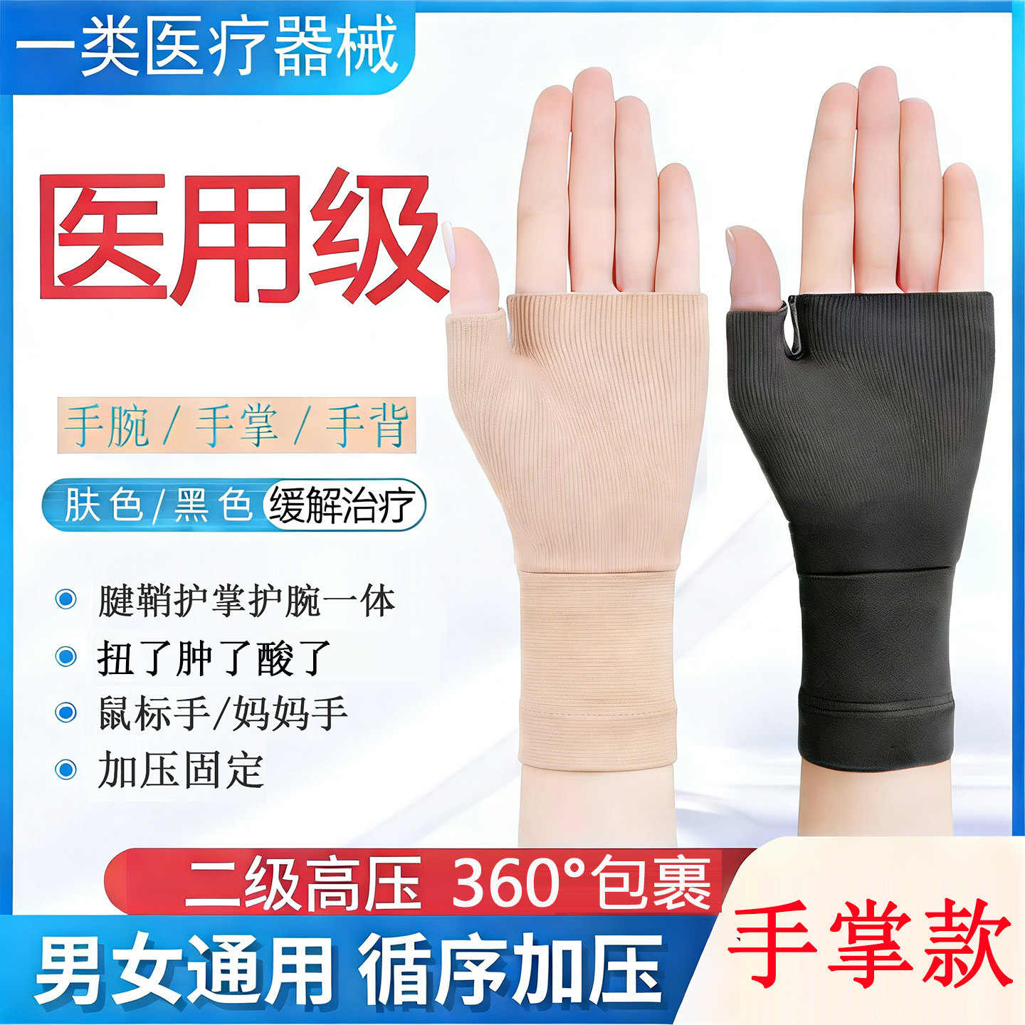 医用级防腱鞘炎护腕压力手套手腕一体套保大拇指护手掌专用护具带