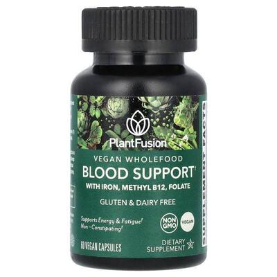 PlantFusion,Vegan Wholefood, Blood Support, 60 Vegan Capsule