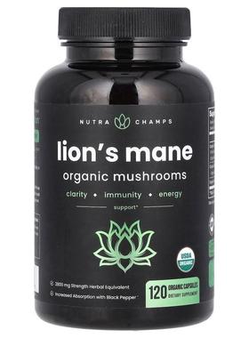 NutraChamps,Lion's Mane, 120 Organic Capsules