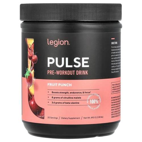 Legion Athletics Pulse锻炼前饮品混合水果味力量肌耐力守护健身
