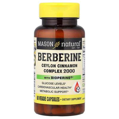Mason Natural,Berberine with BioPerine®, 60 Veggie Capsules