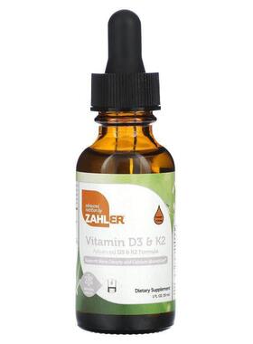 Zahler,Vitamin D3 &amp;amp; K2, 1 fl oz (30 ml)