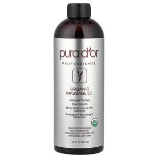 Pura D'or,Professional, Organic Massage Oil, 16 fl oz, (473