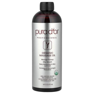 Pura D'or,Professional, Organic Massage Oil, 16 fl oz, (473