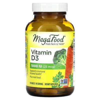 MegaFood维生素D3骨骼健康钙中老年机体抵抗膳食