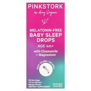 Pink Stork,婴儿睡眠支持滴剂，4 个月以上，芒果味，1 液量盎司3