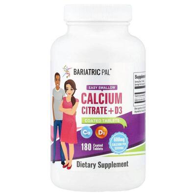 BariatricPal,Calcium Citrate + D3, 180 Coated Tablets