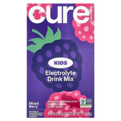 Cure Hydration,Kids, Electrolyte Drink Mix, Mixed Berry, 6 P