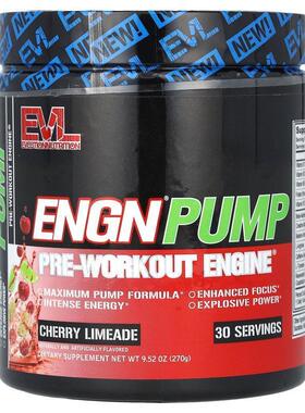 EVL,Engn Pump, Pre-Workout Engine, Cherry Limeade