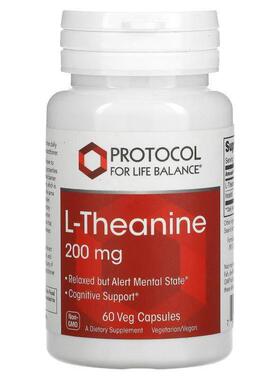 Protocol for Life Balance,左旋茶氨酸，200毫克，60粒素食胶囊