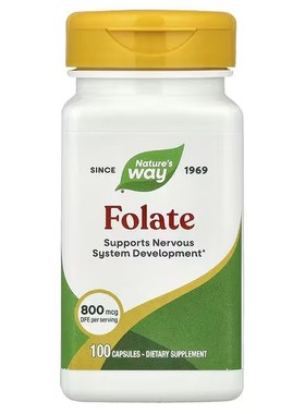 Nature's Way, 叶酸，800 微克 DFE，100 粒胶囊