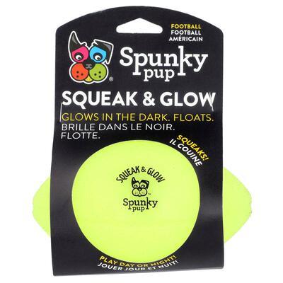Spunky Pup,Squeak & Glow Football, 1 Count