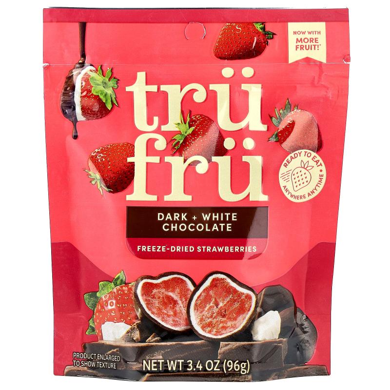 Tru Fru,Freeze-Dried Strawberries, Dark + White Chocolate, 3