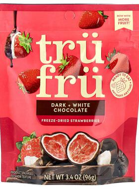 Tru Fru,Freeze-Dried Strawberries, Dark + White Chocolate, 3
