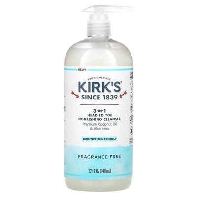 Kirks,3-in-1 Head to Toe Nourishing Cleanser, Fragrance Free