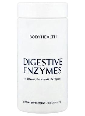 BodyHealth,消化酶胶囊，含甜菜碱、胰酶和胃蛋白酶，180 粒