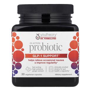 Youtheory,2X Action Probiotic, 30 Vegetarian Capsules