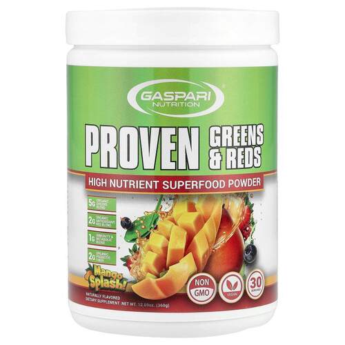 Gaspari Nutrition,经过验证的绿色和红色，芒果飞溅，12.69盎司3